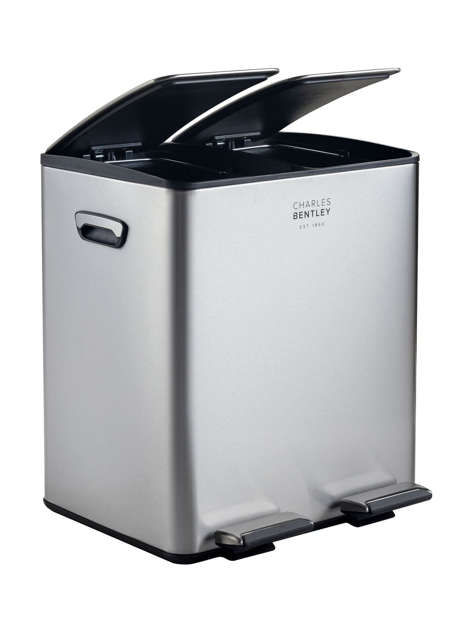 Charles Bentley 30L dual compartment kitchen bin stainless steel (British brand)