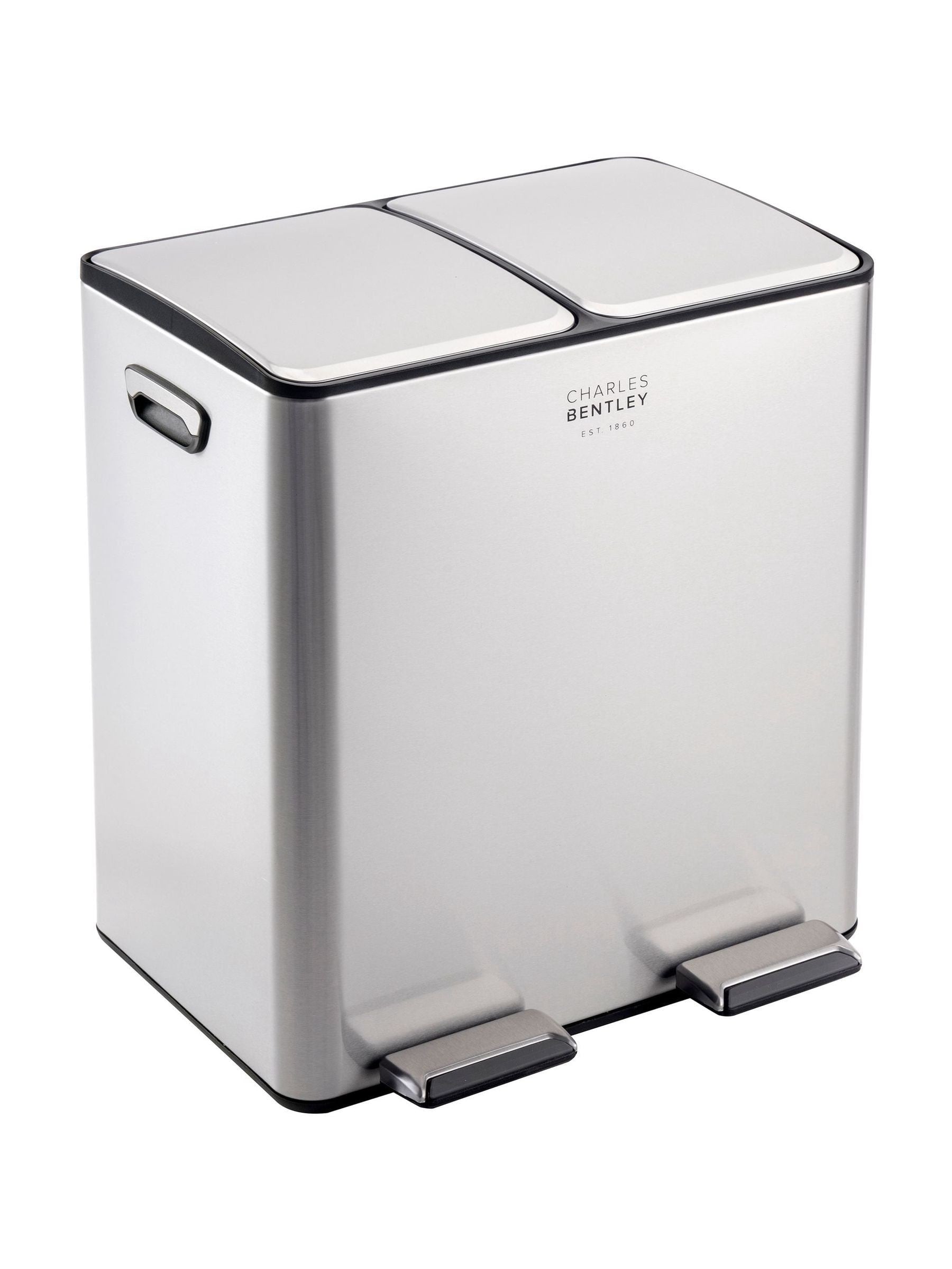 Charles Bentley 30L dual compartment kitchen bin stainless steel (British brand)