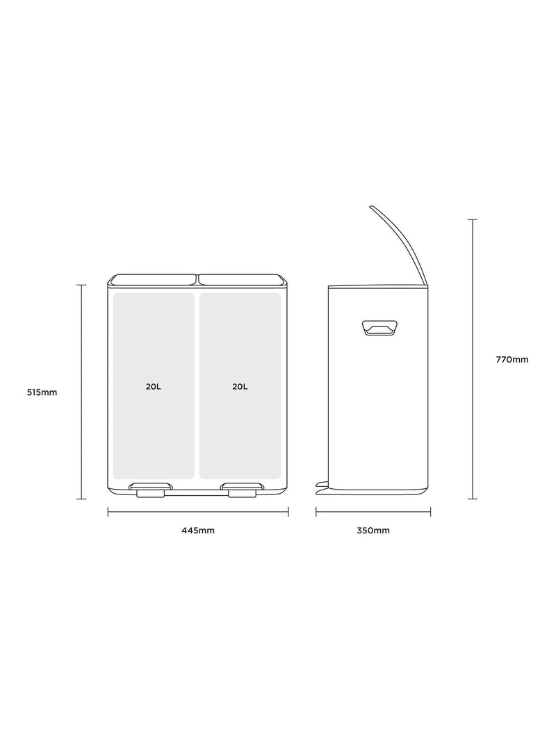Charles Bentley 30L dual compartment kitchen bin stainless steel (British brand)