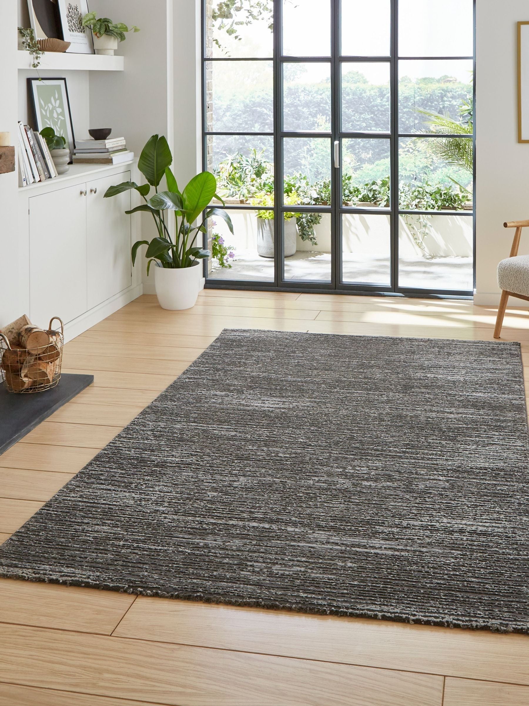 Think Rugs Charcoal Flores 1930 modern rug, UK version