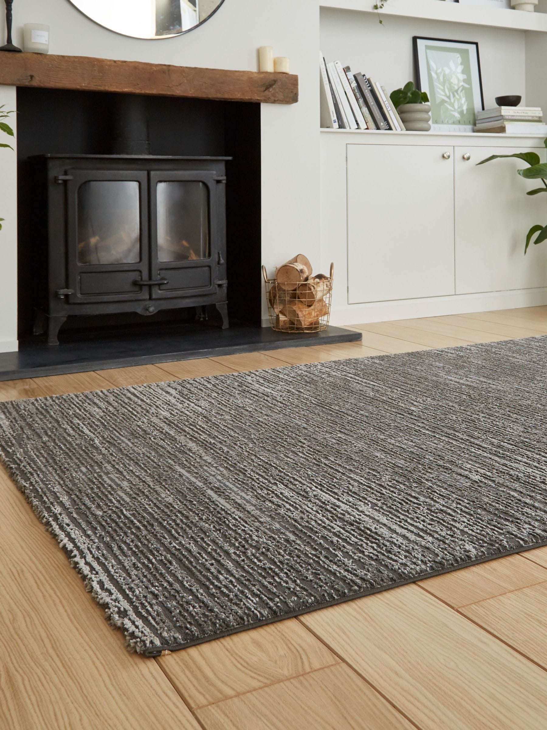 Think Rugs Charcoal Flores 1930 modern rug, UK version
