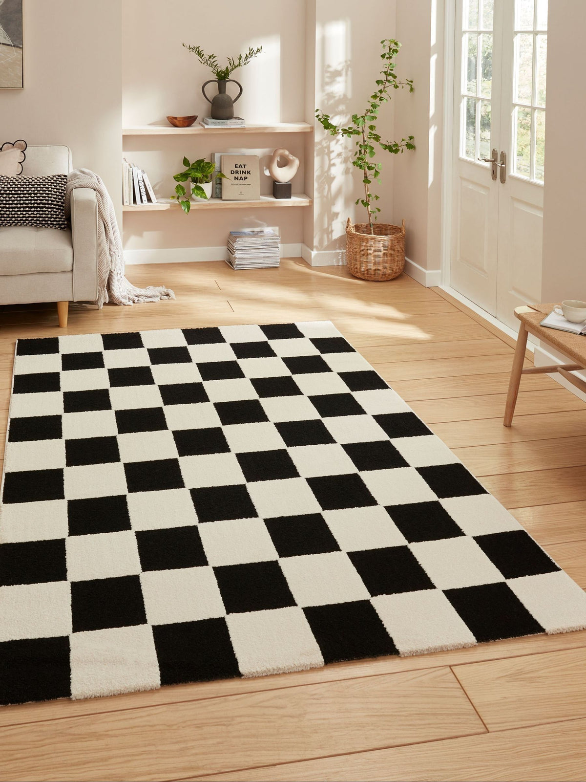 Think Rugs white Elio modern geometric rug, imported from the UK