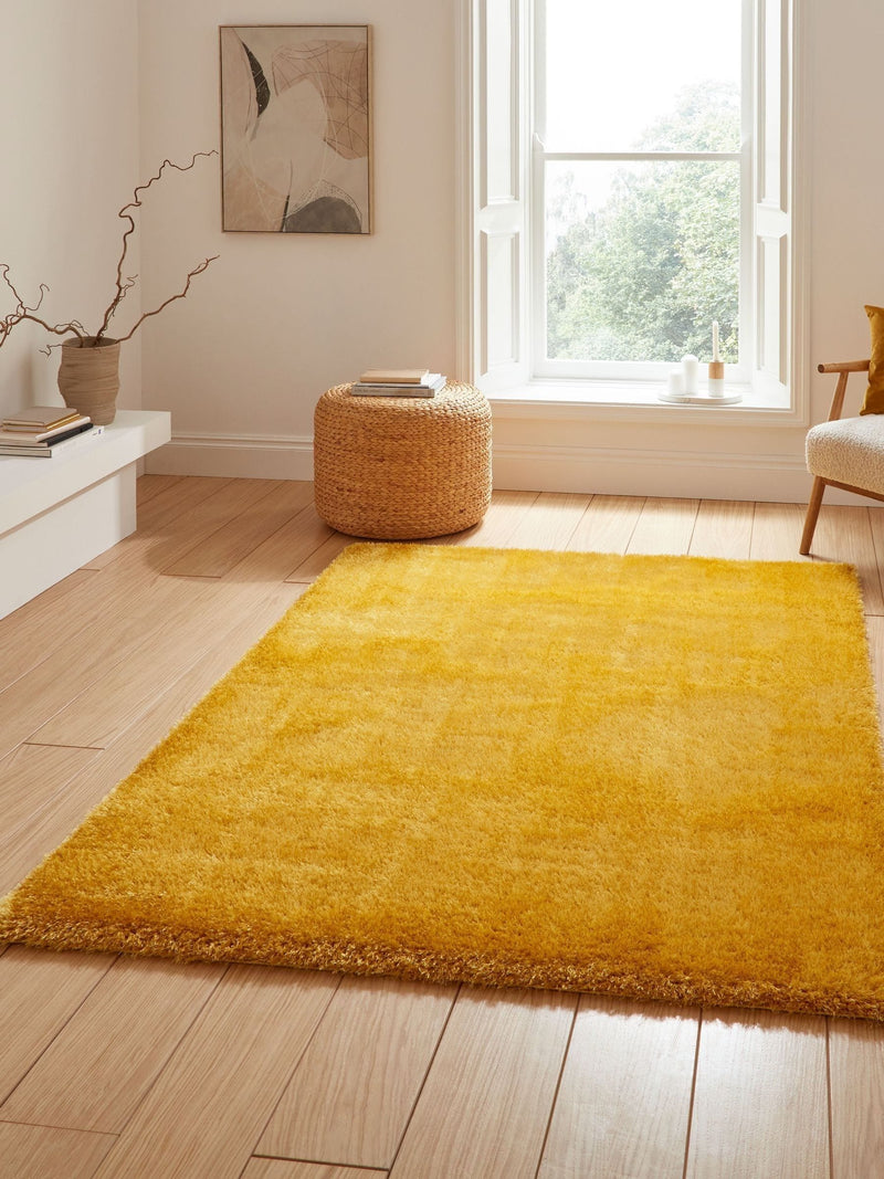 Think Rugs Yellow Lux Shaggy rug - British product