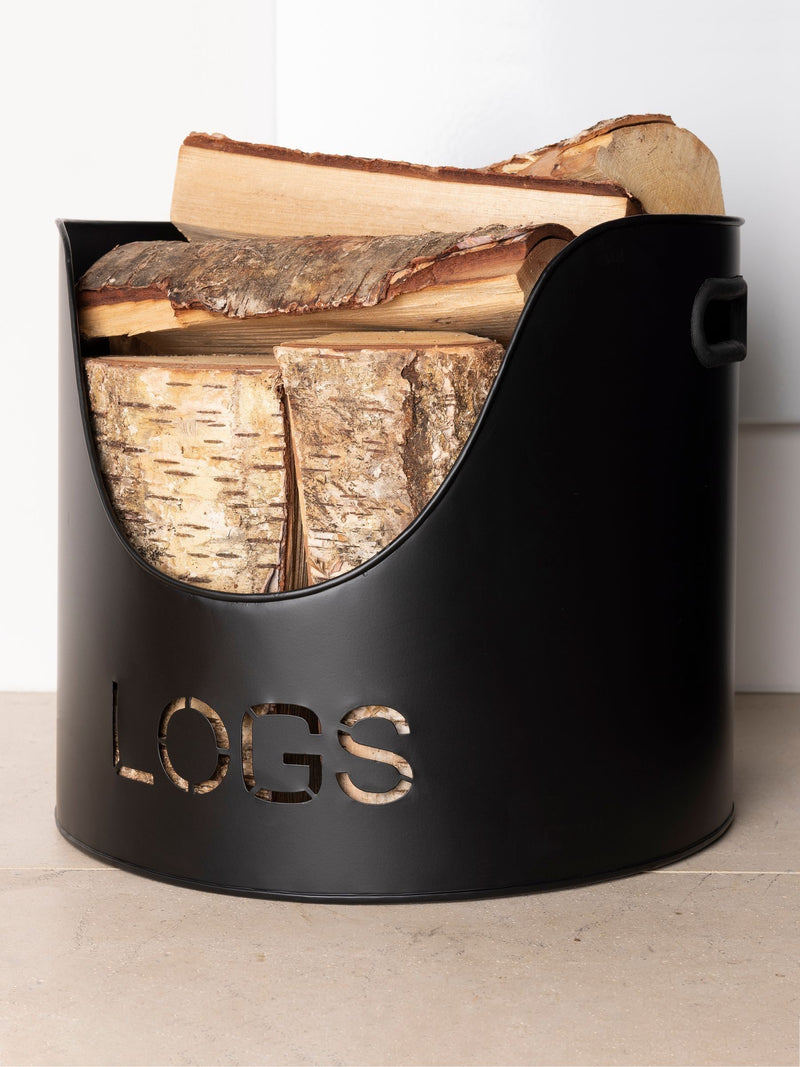 Snug Black Hickory Fireside Set with log and kindling buckets (British brand)