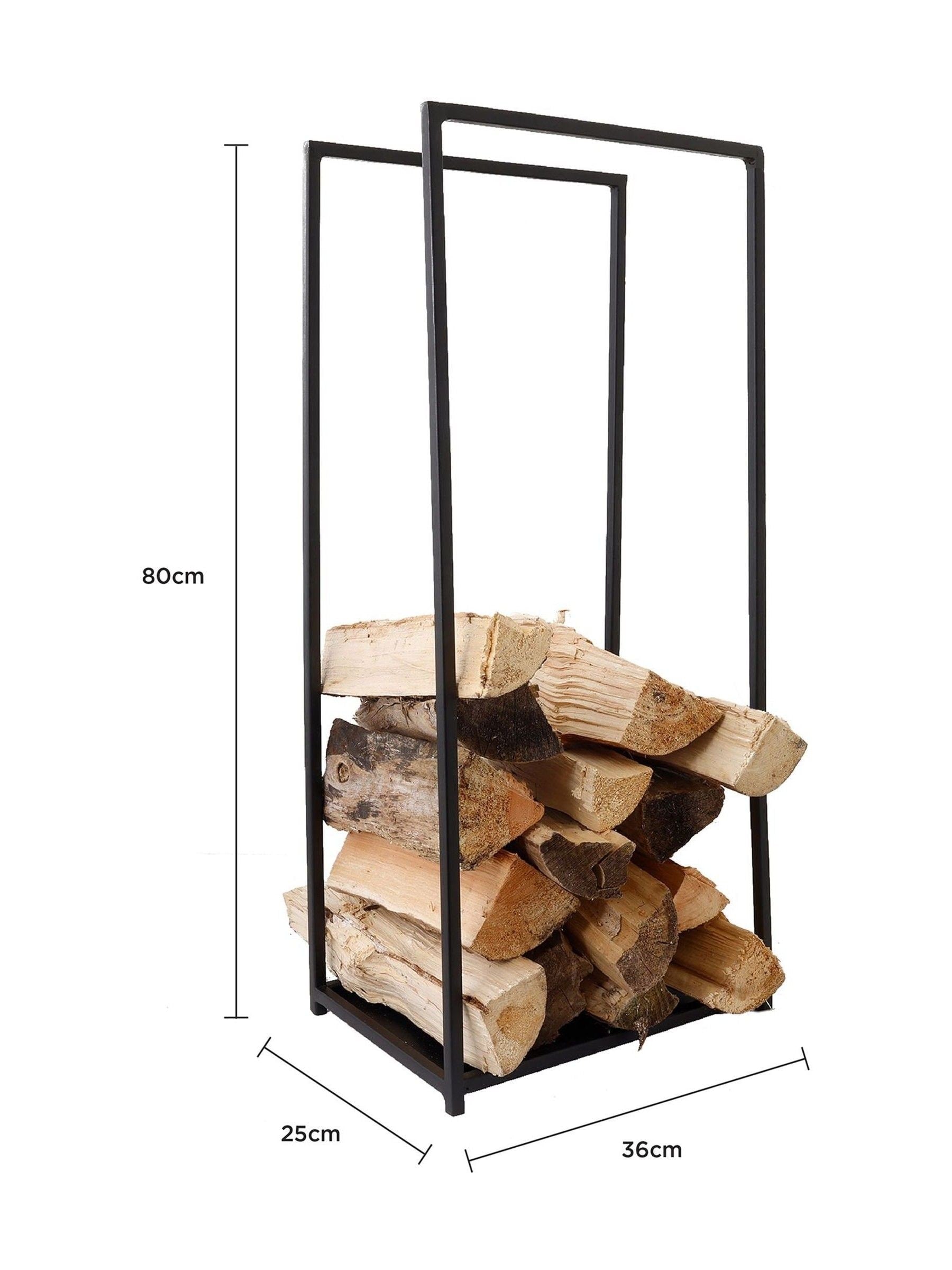 Snug black log holder 80cm tall - British product