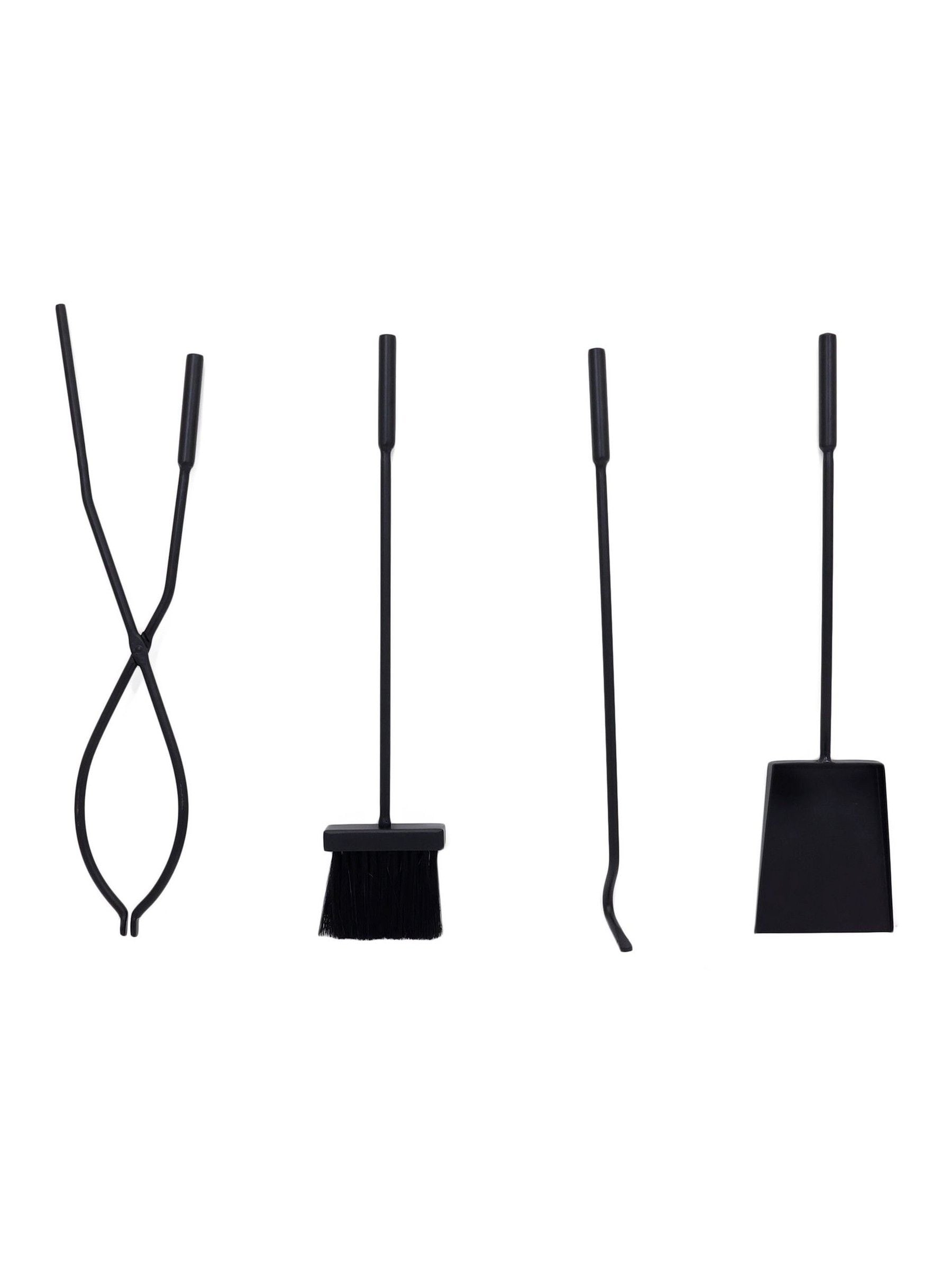 Snug black hazel log holder and fireside companion set (British brand)