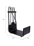 Snug black hazel log holder and fireside companion set (British brand)