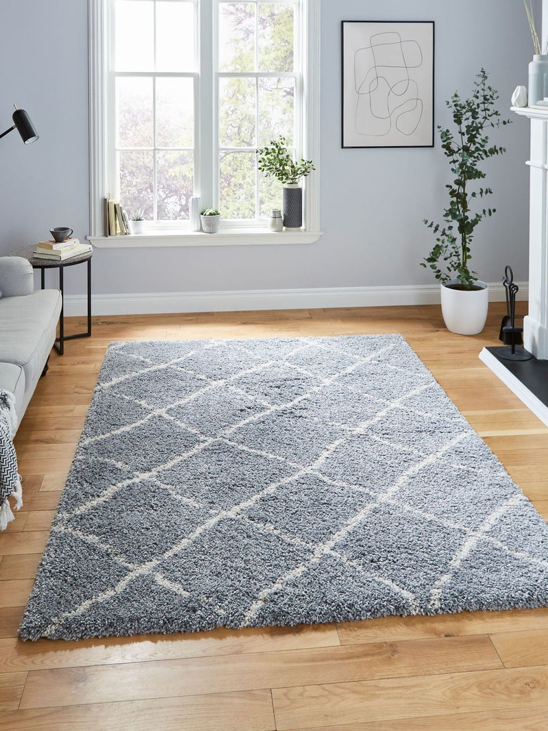 Think Rugs grey plush Scandi Berber shaggy rug, UK version