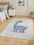 Think Rugs grey dinosaur kids rug, UK version