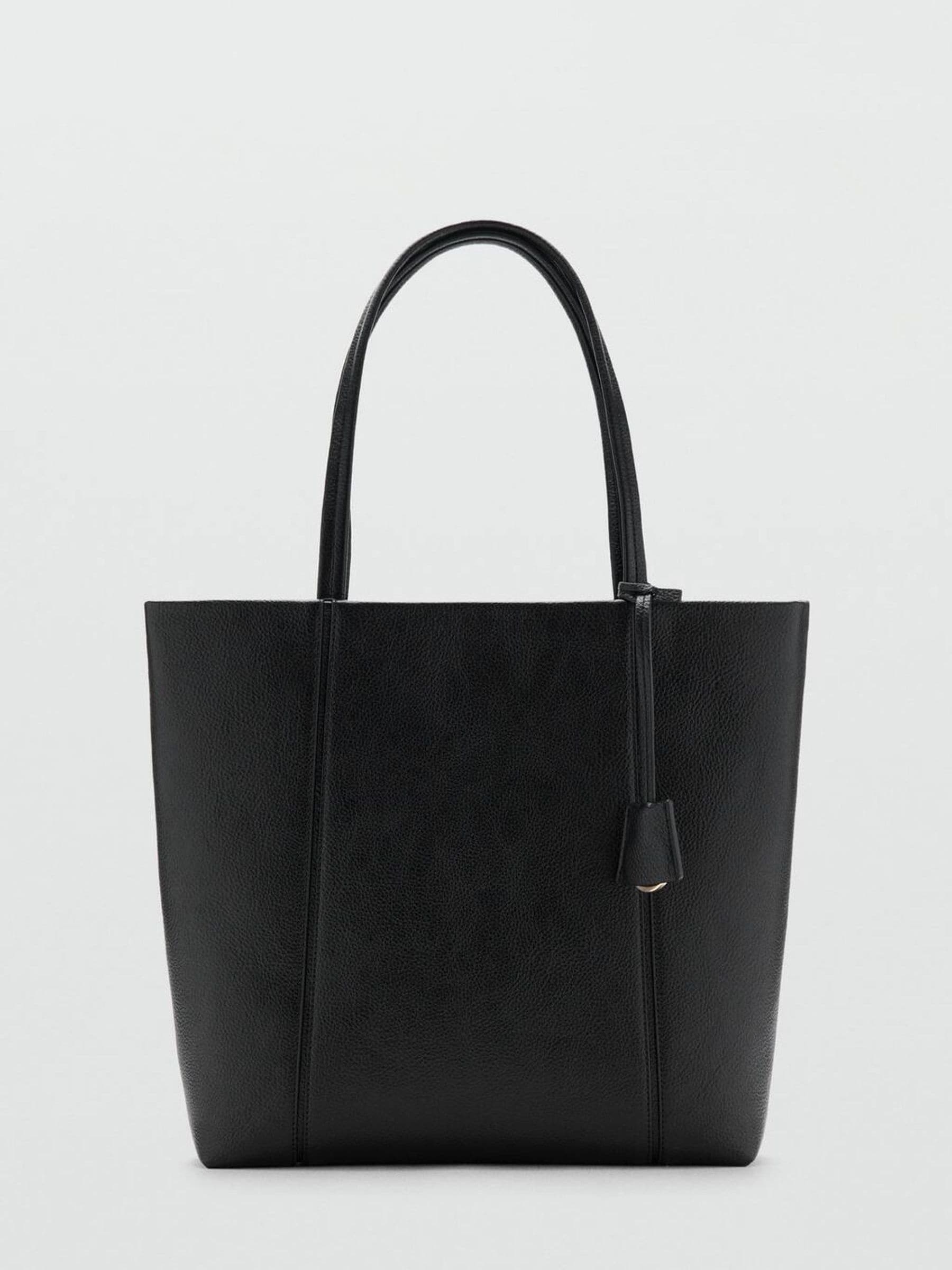 Mango black faux leather shopper bag large, imported from the UK