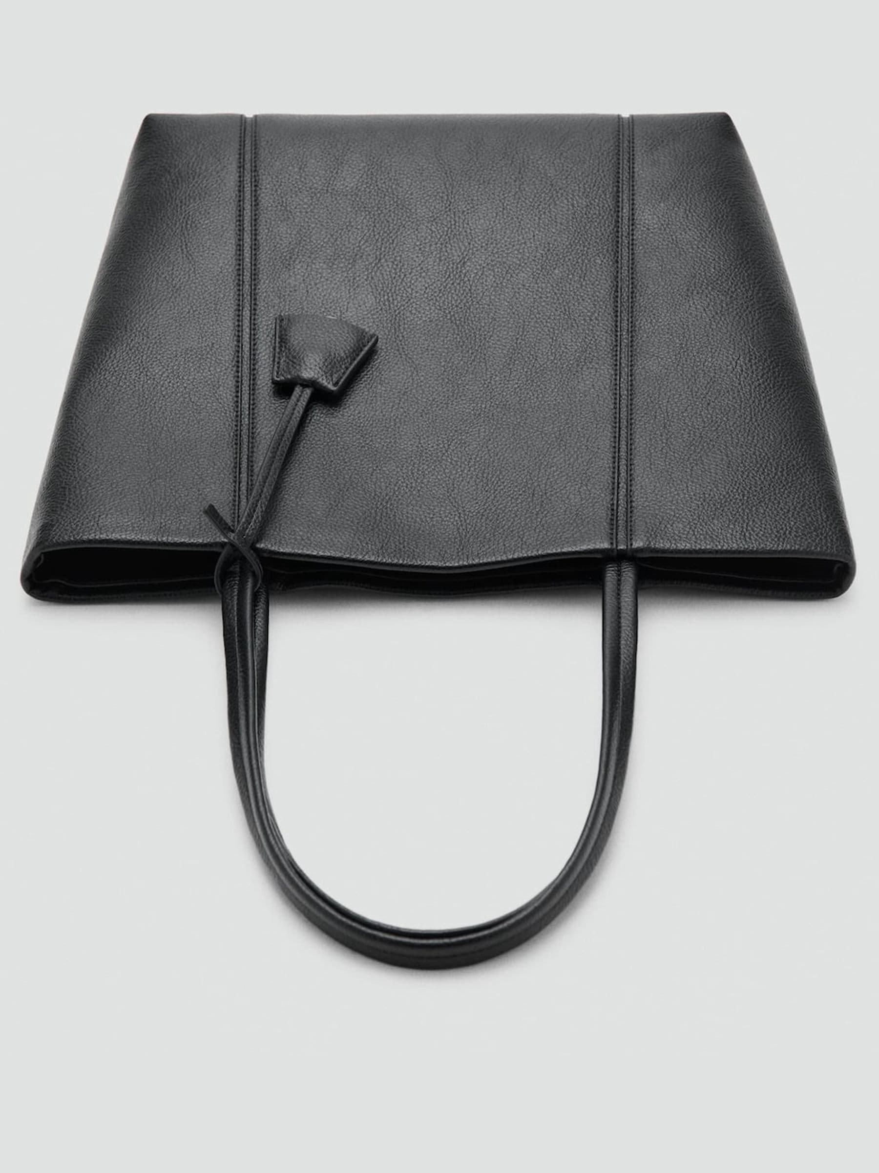 Mango black faux leather shopper bag large, imported from the UK