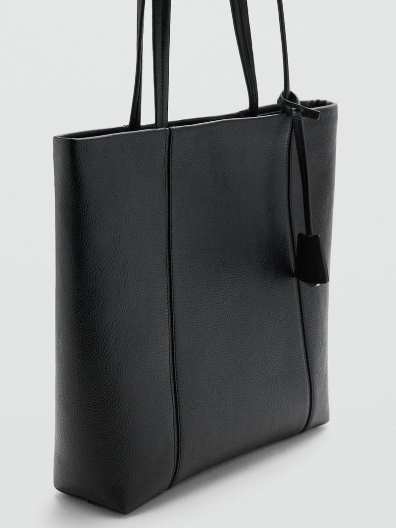 Mango black faux leather shopper bag large, imported from the UK
