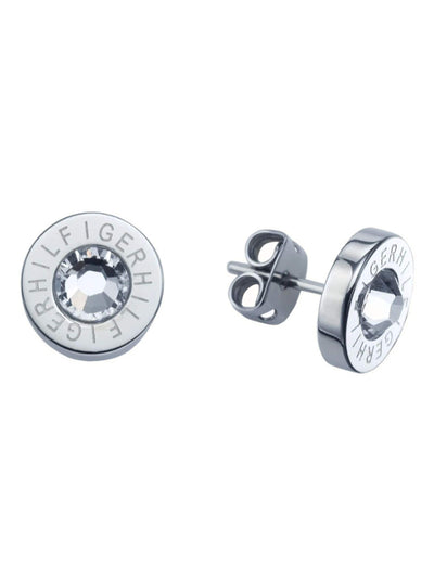Next Tommy Hilfiger Silver Tone Crystal Stud Earrings- Buy online at McGrocer