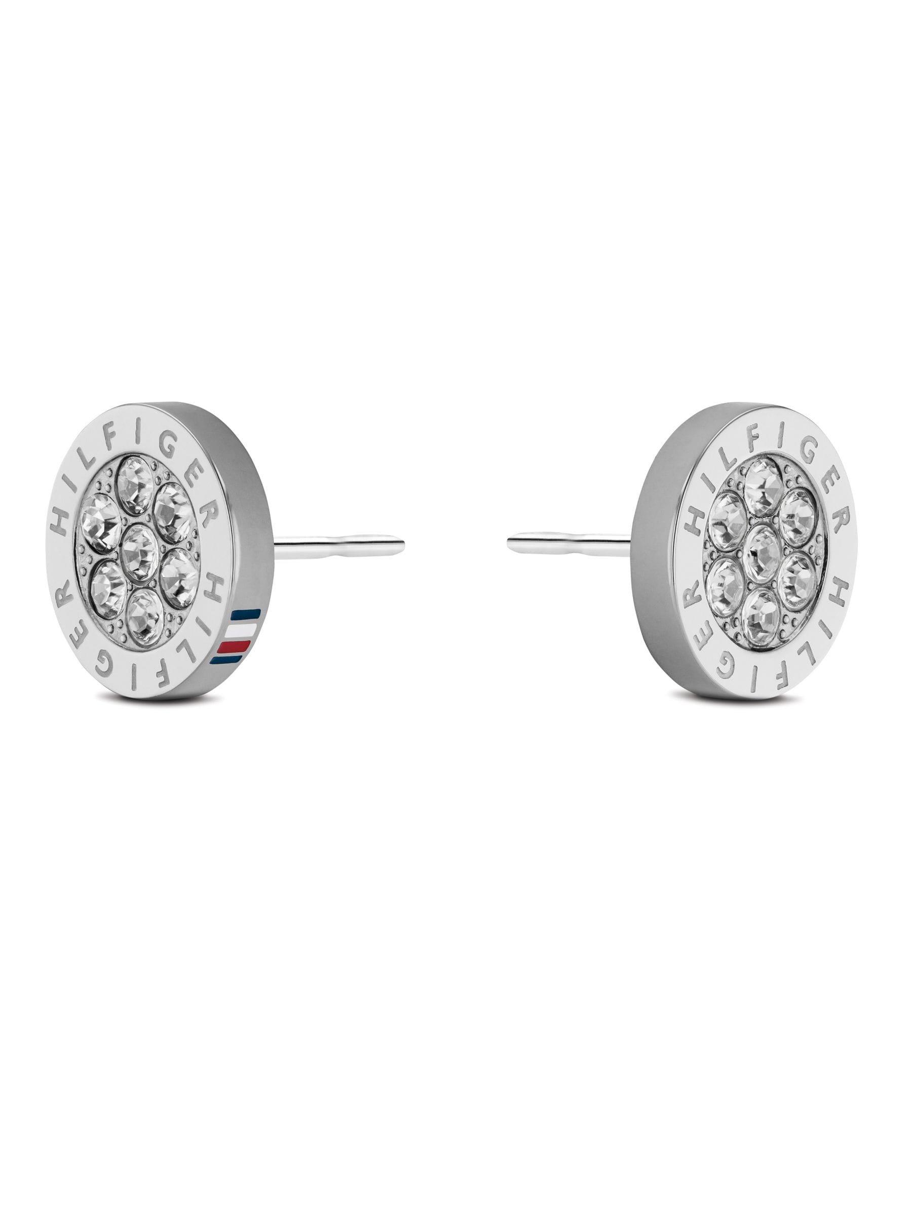 Tommy Hilfiger silver tone crystal stud earrings, UK version