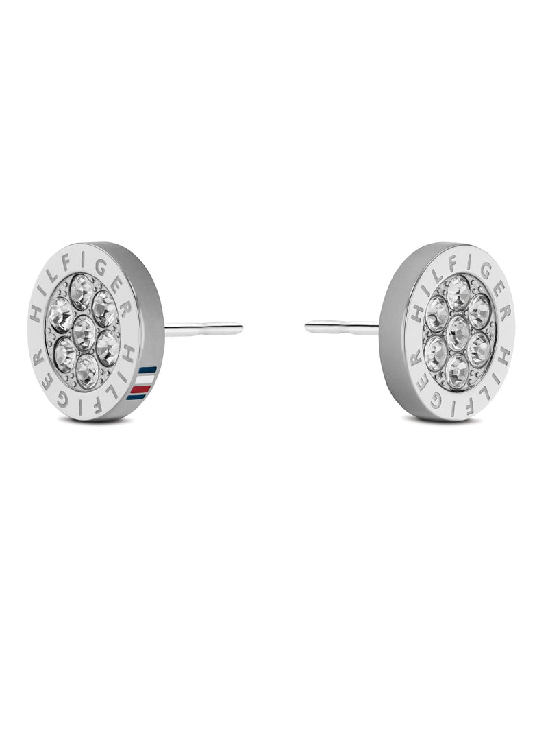 Tommy Hilfiger silver tone crystal stud earrings, UK version