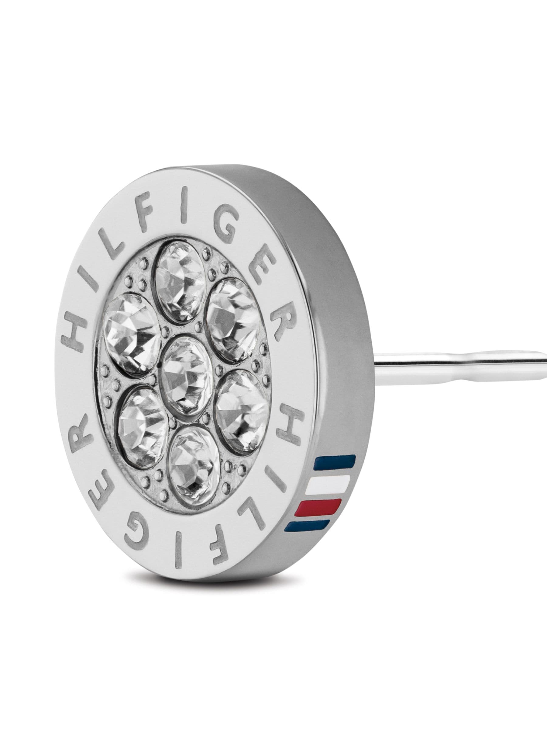 Tommy Hilfiger silver tone crystal stud earrings, UK version