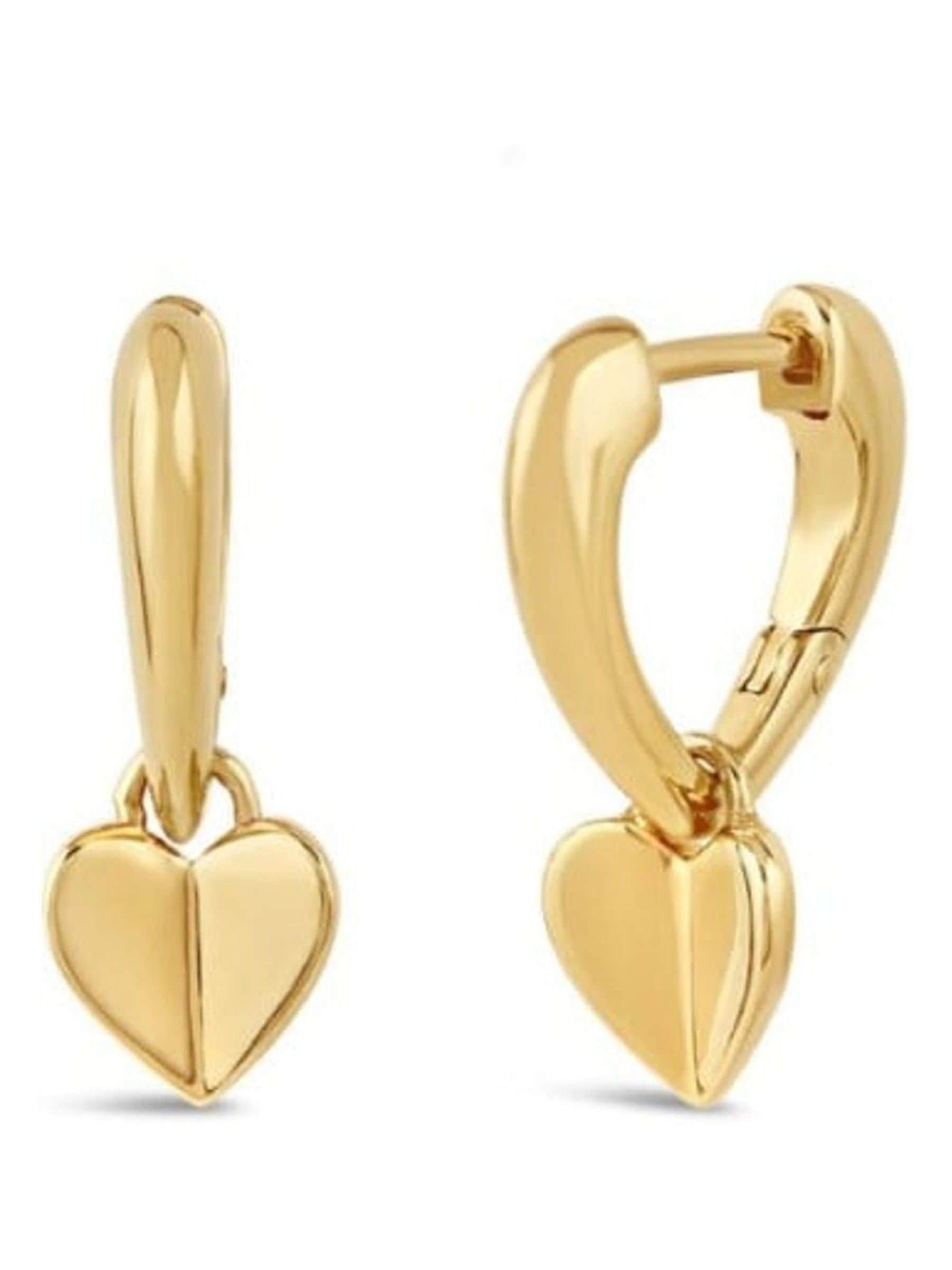 Dinny Hall gold heart drop hoop earrings, UK version