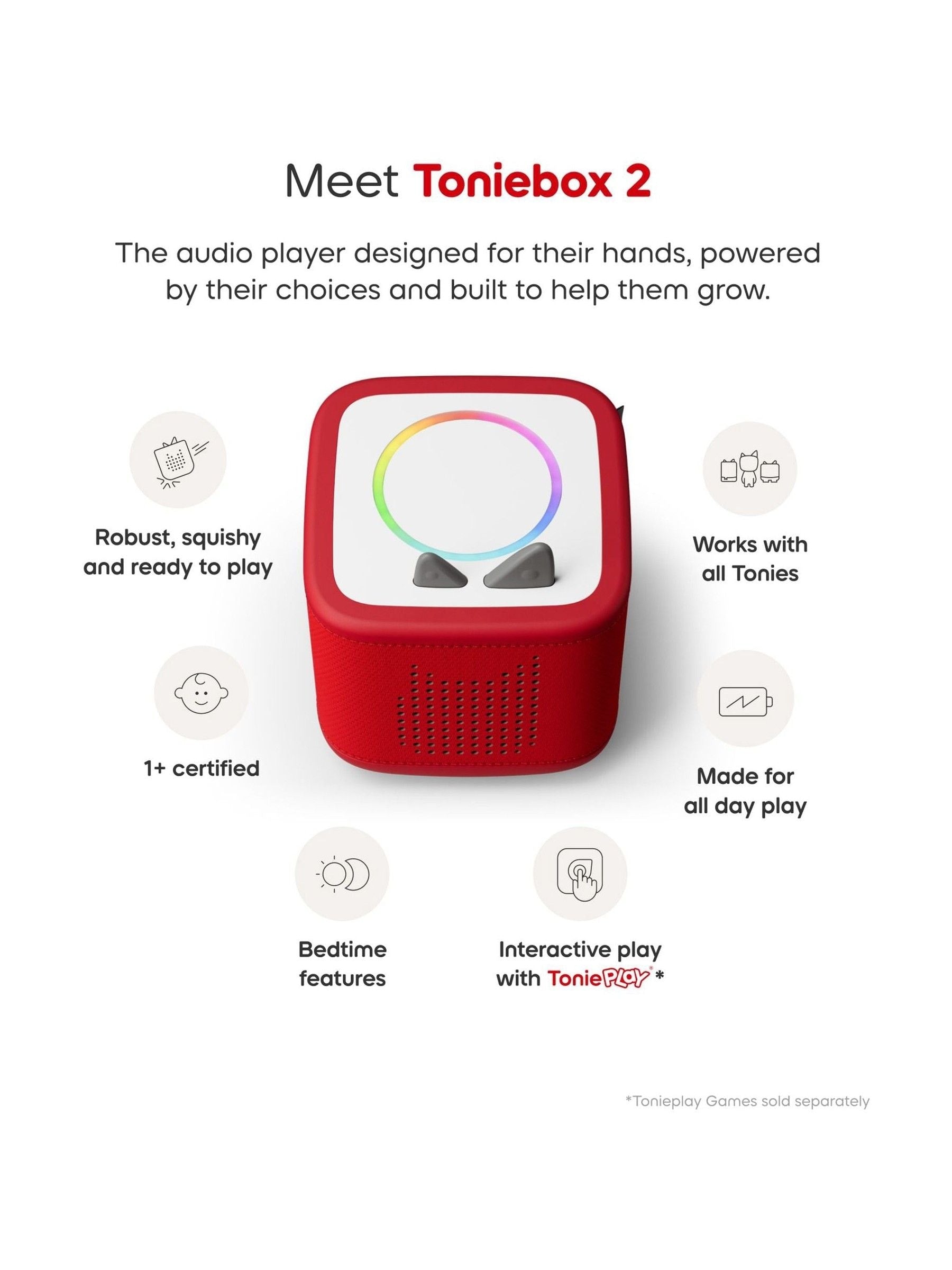 Tonies Toniebox 2 Starter Set Sunset Red - British product