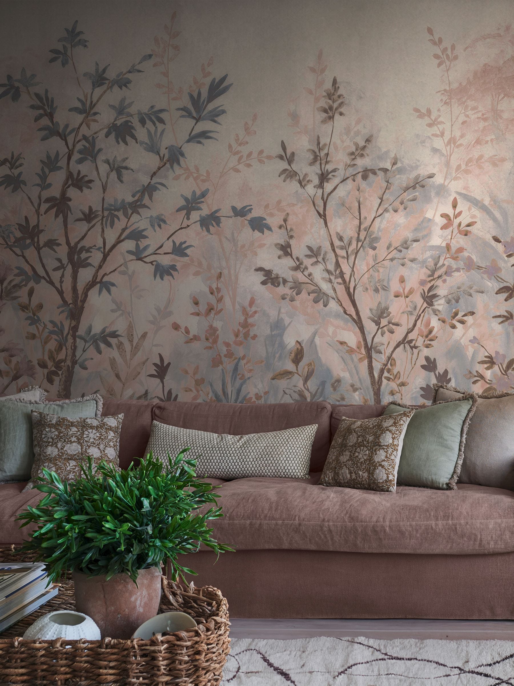 Graham & Brown Forest in Bloom Soft Green A4 Mural Sample