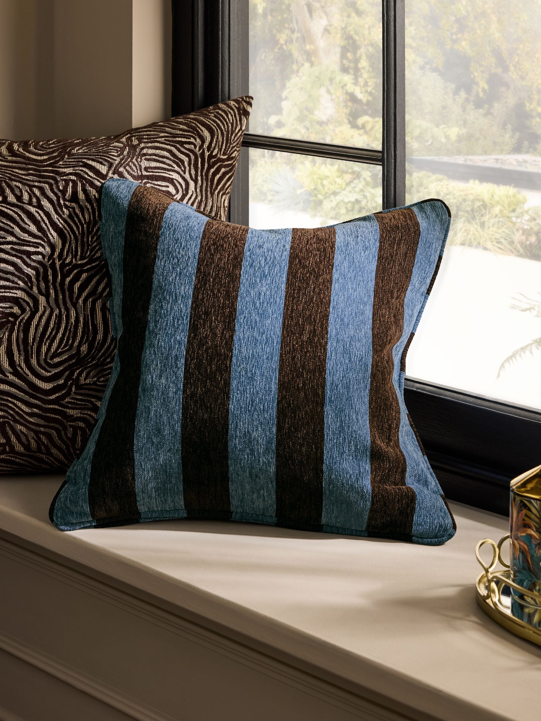 Chenille Stripe Cushion Sage Green 50 x 50cm