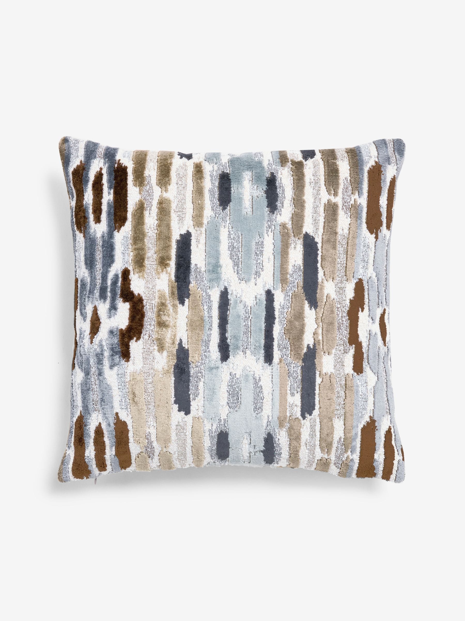 Hugo grey abstract cut velvet cushion 43cm, imported from the UK
