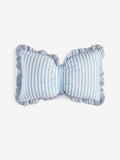 Light blue 3D stripe frill bow cushion (British brand)