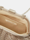 Accessorize natural sequin clip frame clutch bag (British brand)
