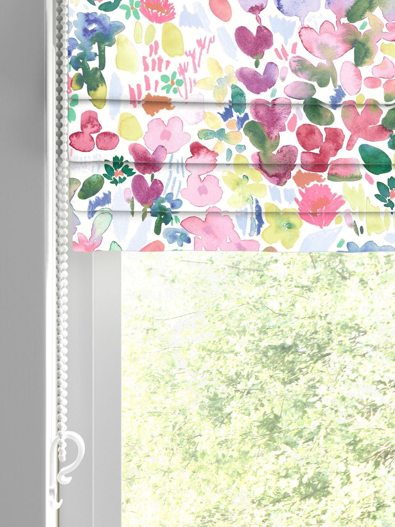 Bluebellgray roman blind Flora design cerise 750x480mm, imported from the UK