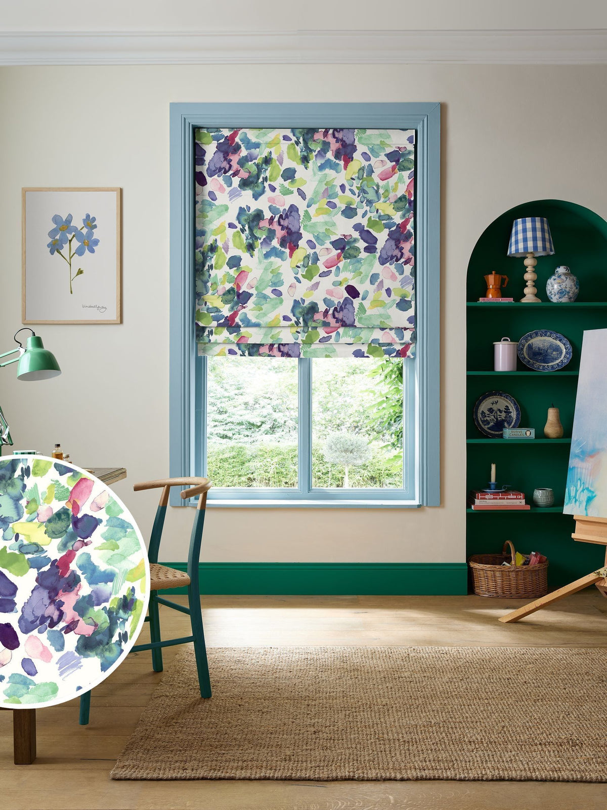 Bluebellgray roman blind Spring Palette green 1050x830mm, imported from the UK