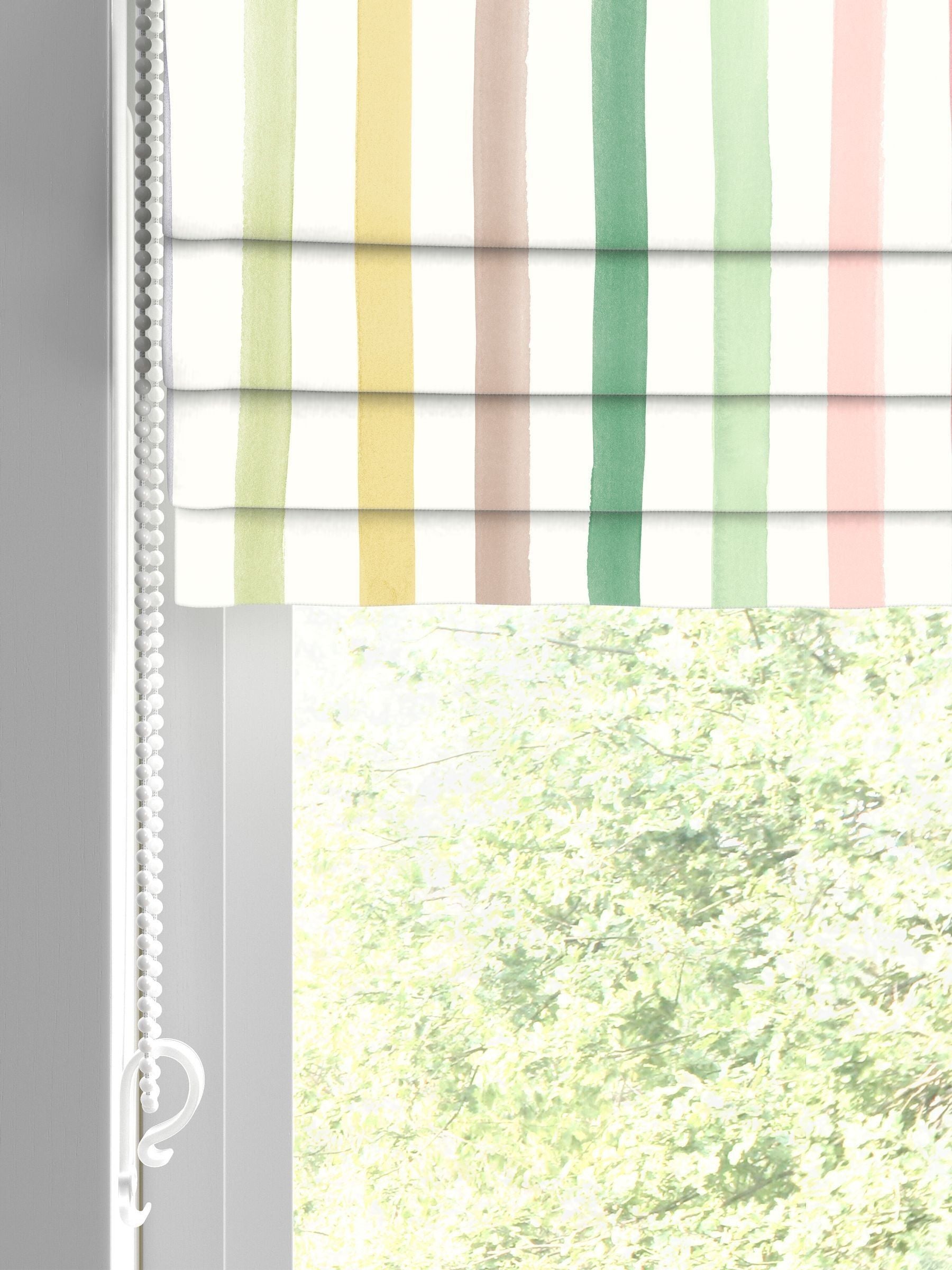 Bluebellgray roman blind watercolour stripe green 510x480mm (British brand)