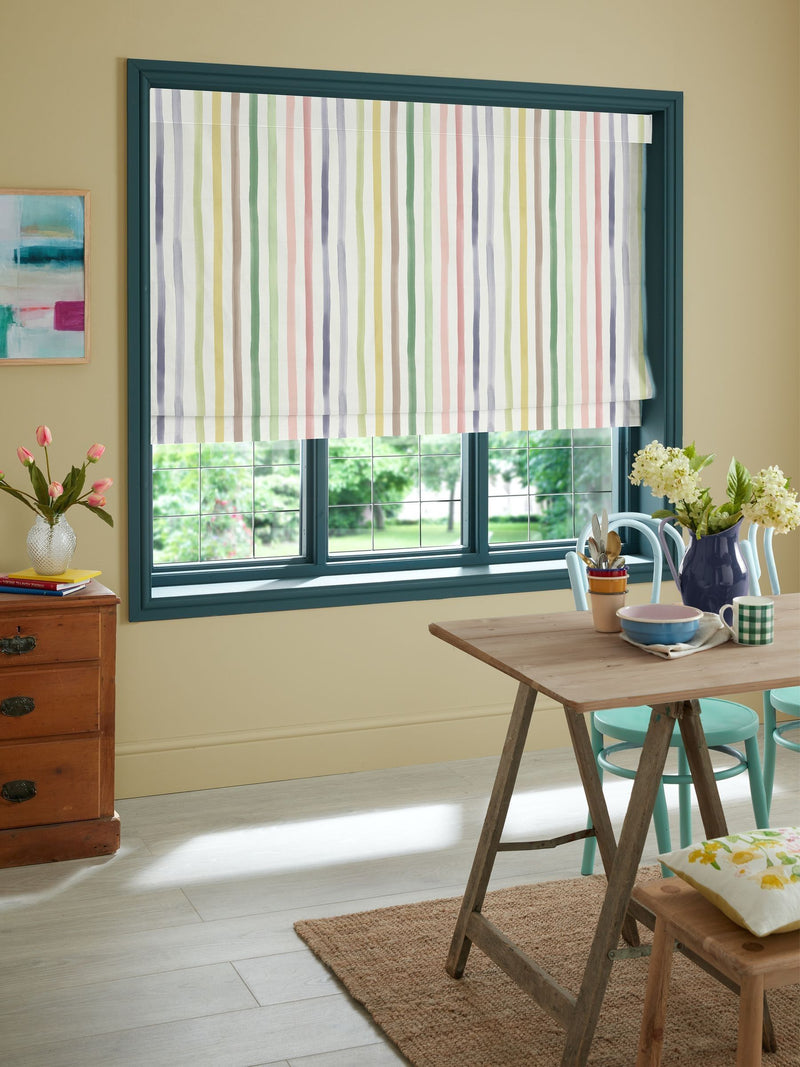 Bluebellgray roman blind watercolour stripe green 510x480mm (British brand)