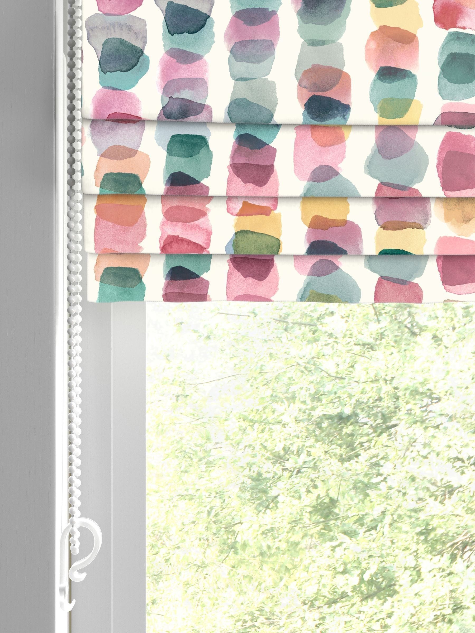 Bluebellgray Roman blind Tobermory red geometric print, UK version