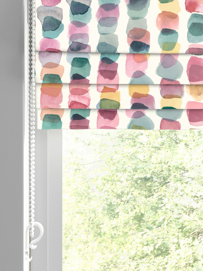Bluebellgray Roman blind Tobermory red geometric print, UK version