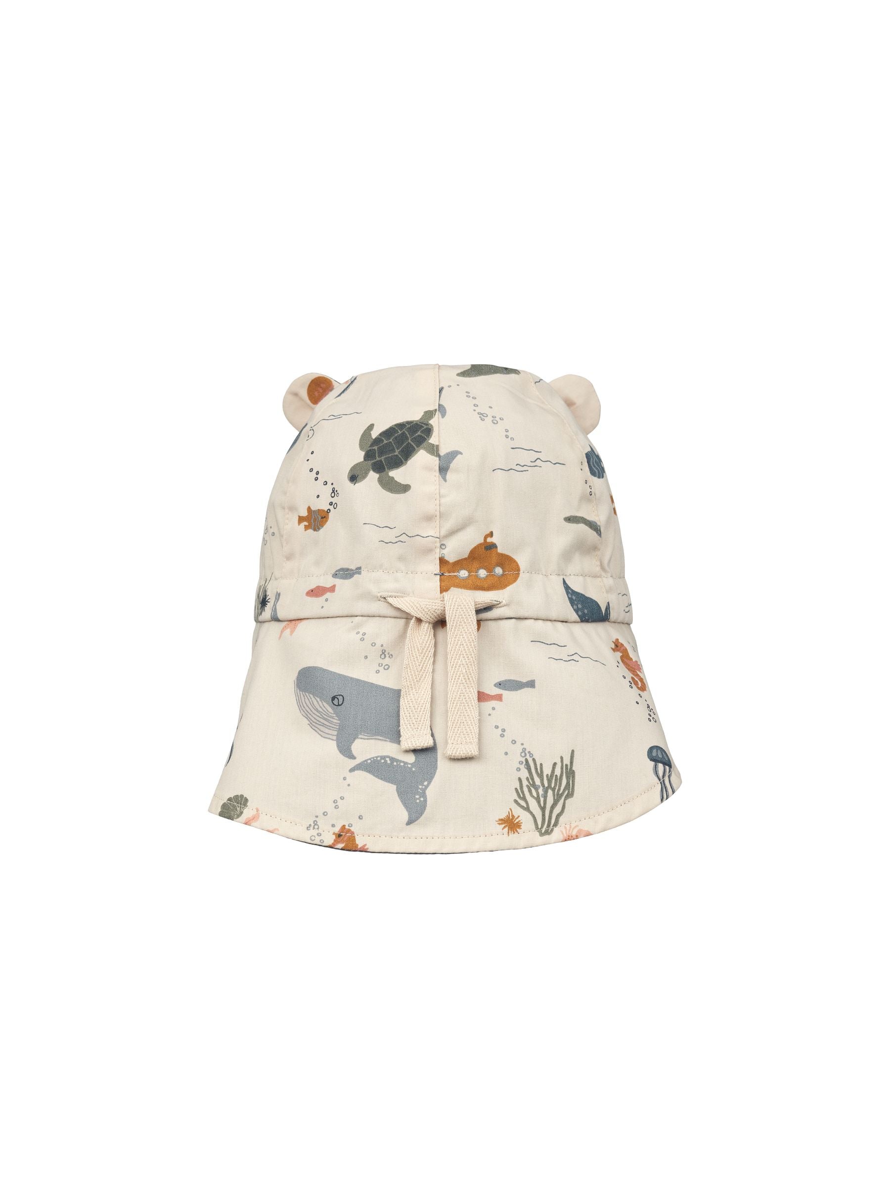 Liewood reversible sun hat in cream with animal ears - British product