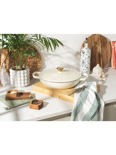 Next Salter Cream Chester Shallow Cast Iron 2.8L Casserole Pot- Buy online at McGrocer