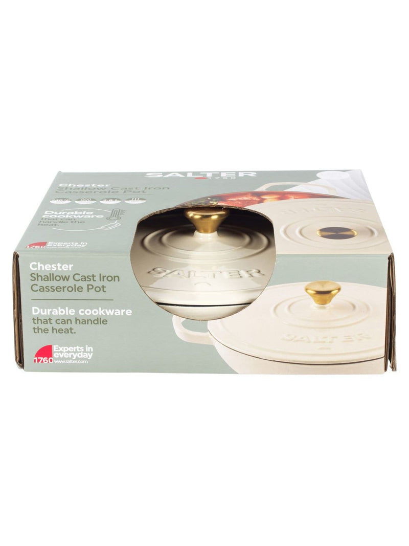 Salter cream Chester shallow cast iron casserole pot 2.8L, imported from the UK