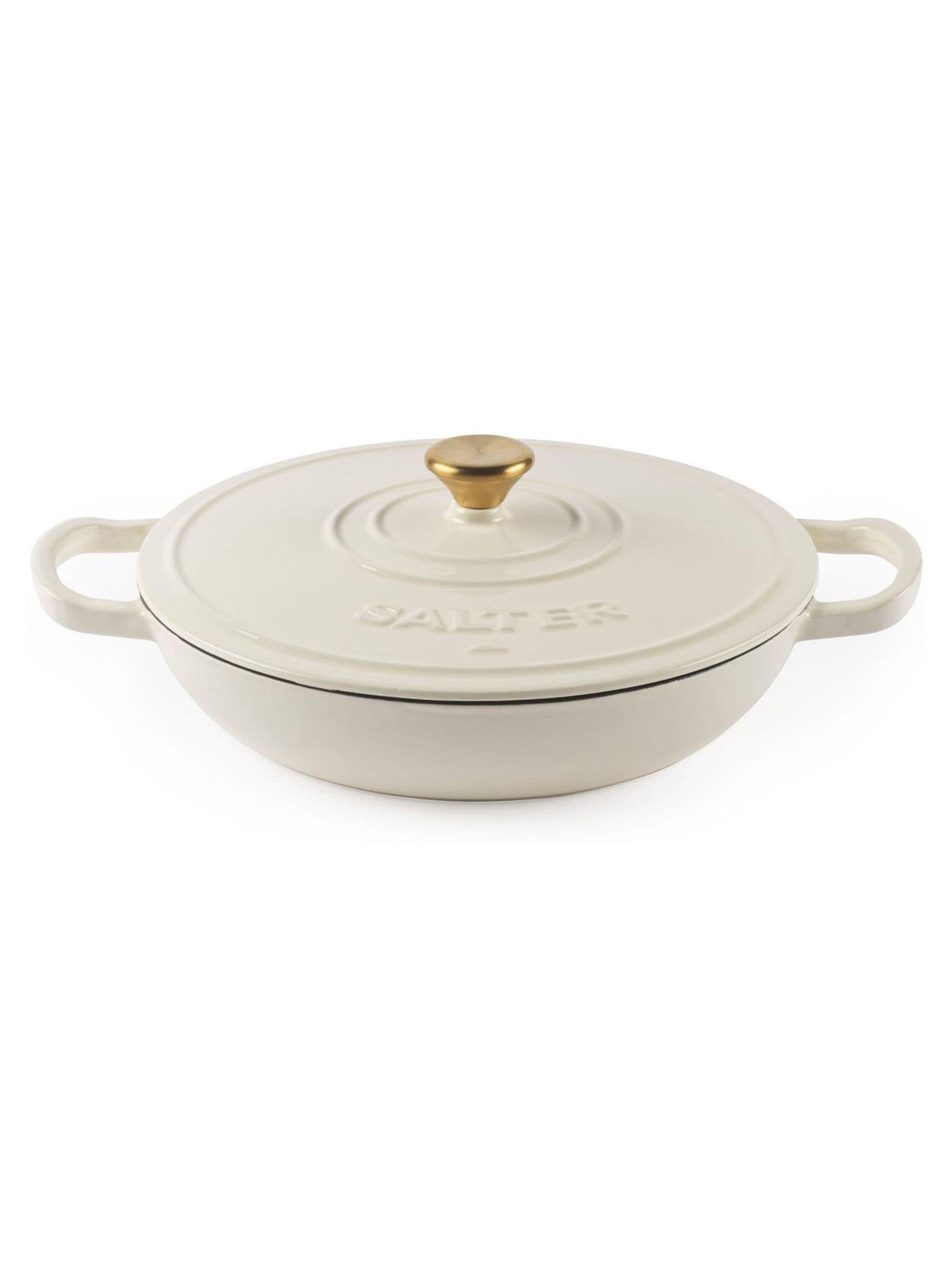 Salter cream Chester shallow cast iron casserole pot 2.8L, imported from the UK
