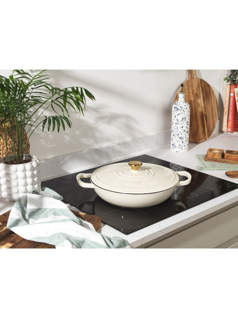 Salter cream Chester shallow cast iron casserole pot 2.8L, imported from the UK