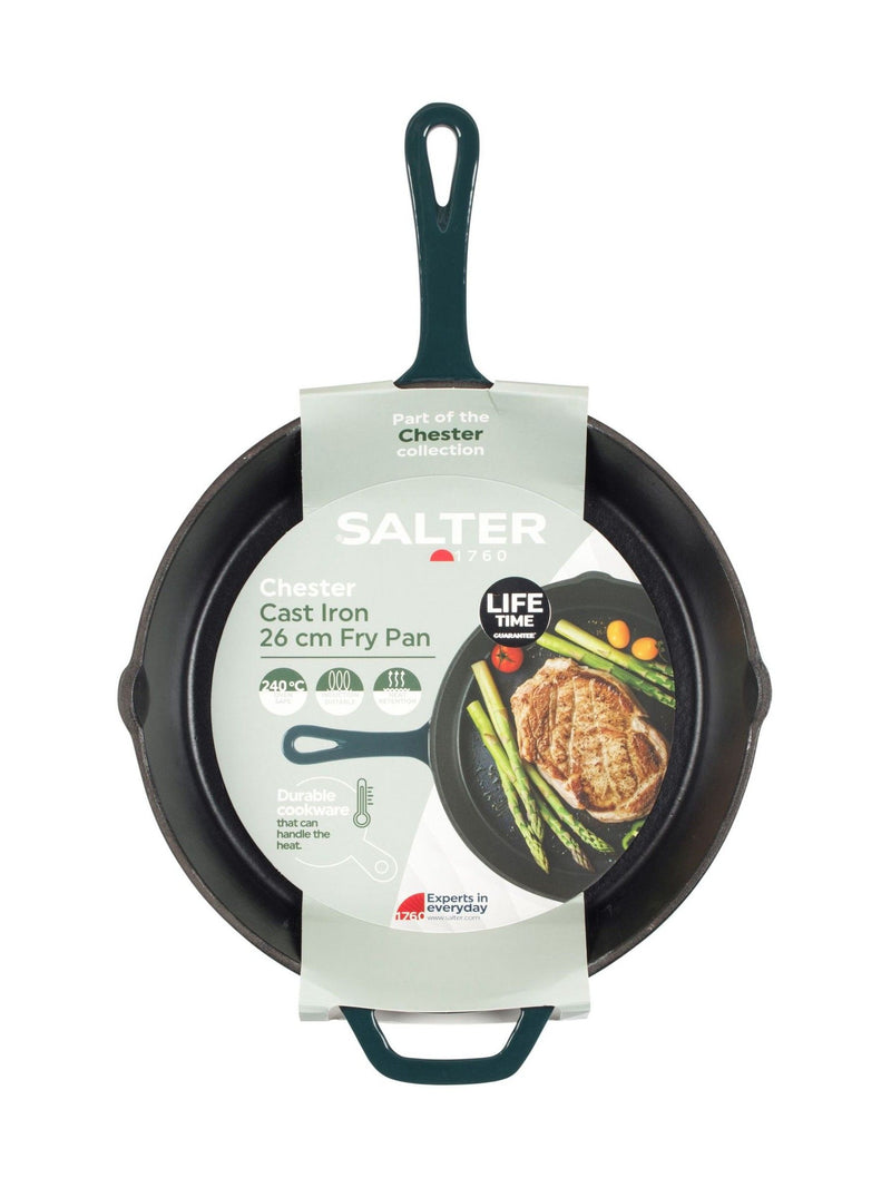 Salter green cast iron frying pan 26cm (British brand)