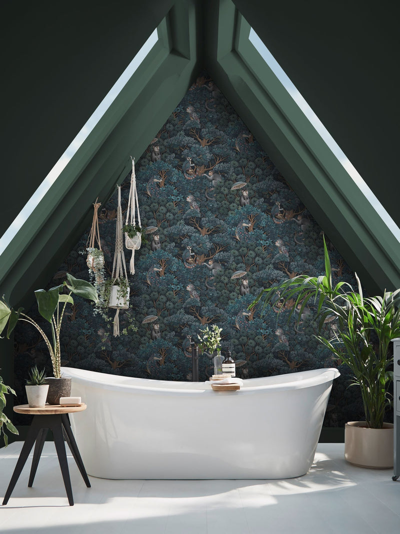 Graham & Brown Treetop Troop Emerald Wallpaper 10m x 52cm