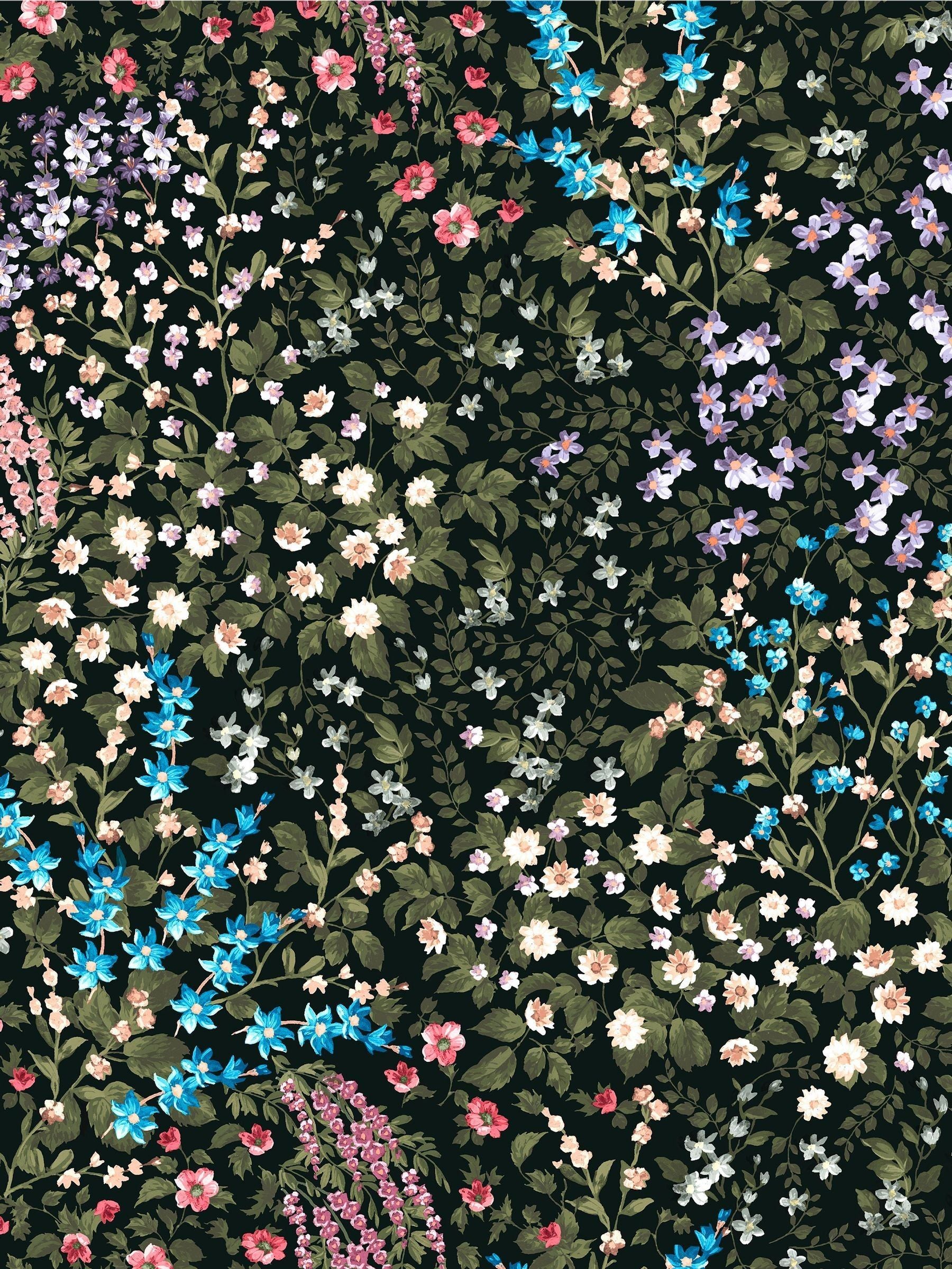 Graham & Brown Black Painterly Flora 10M Wallpaper
