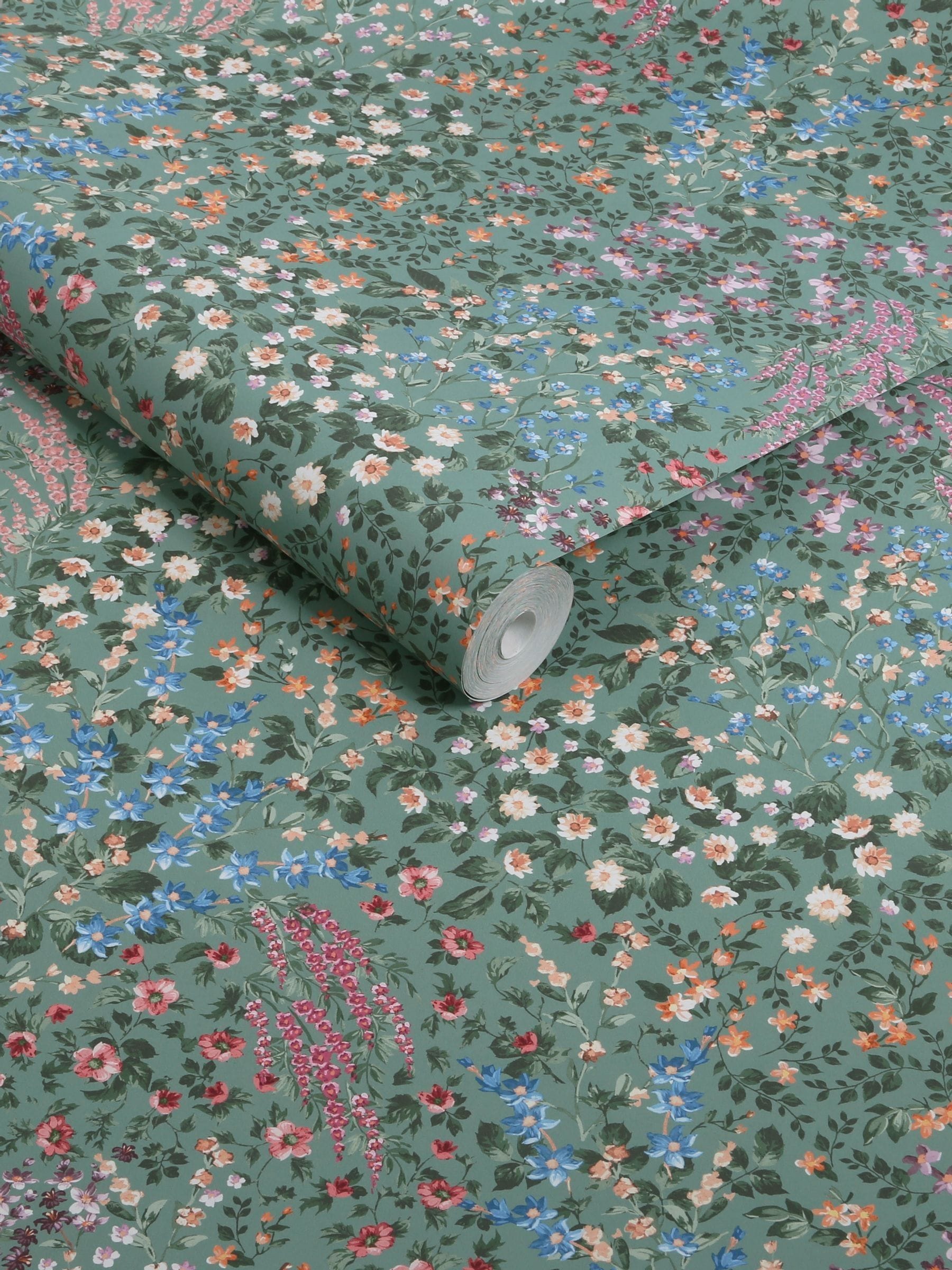 Graham & Brown Green Painterly Flora 10M Wallpaper