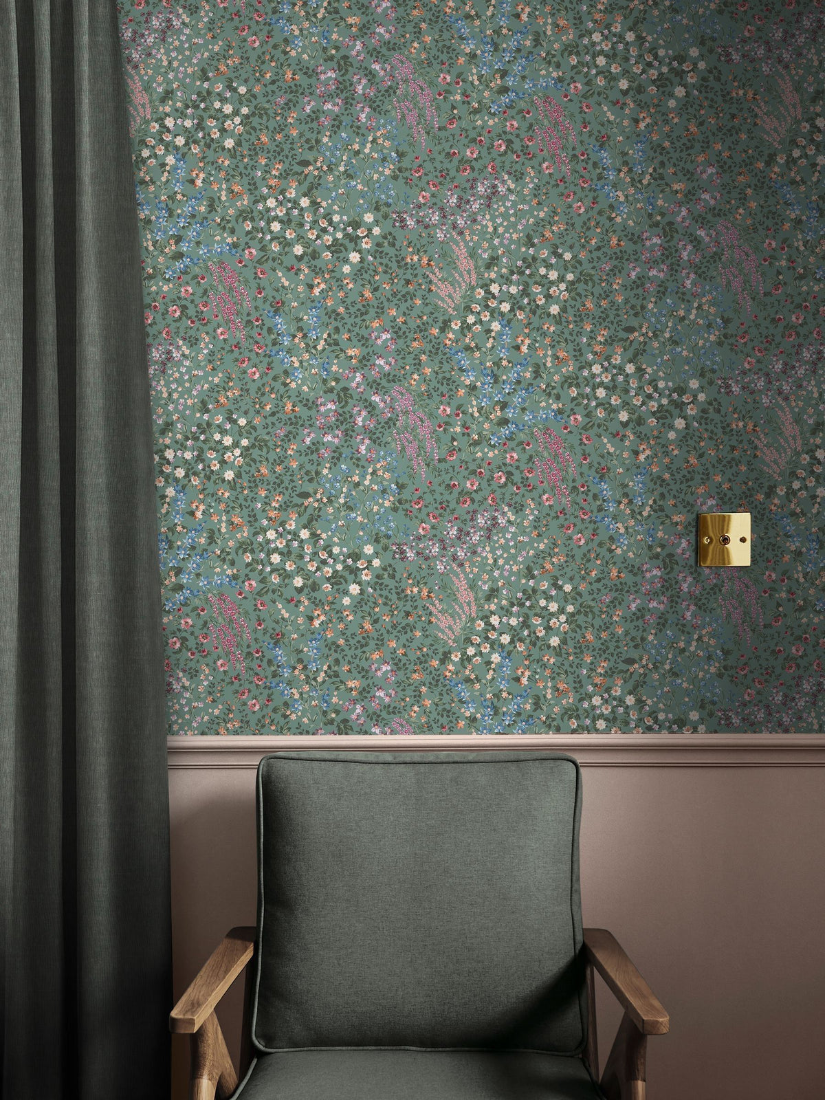 Graham & Brown Green Painterly Flora 10M Wallpaper