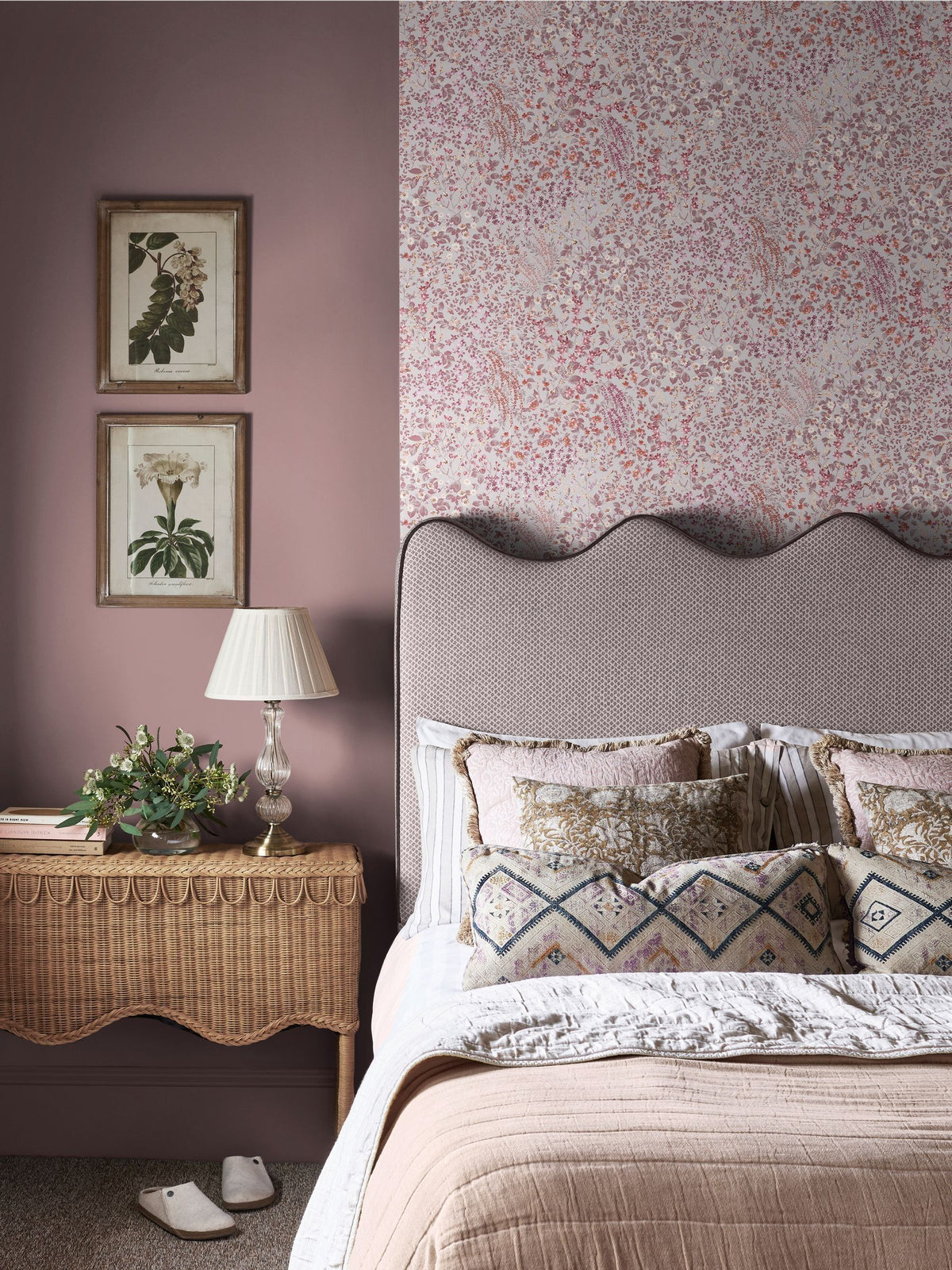 Graham & Brown Pink Painterly Flora 10M Wallpaper