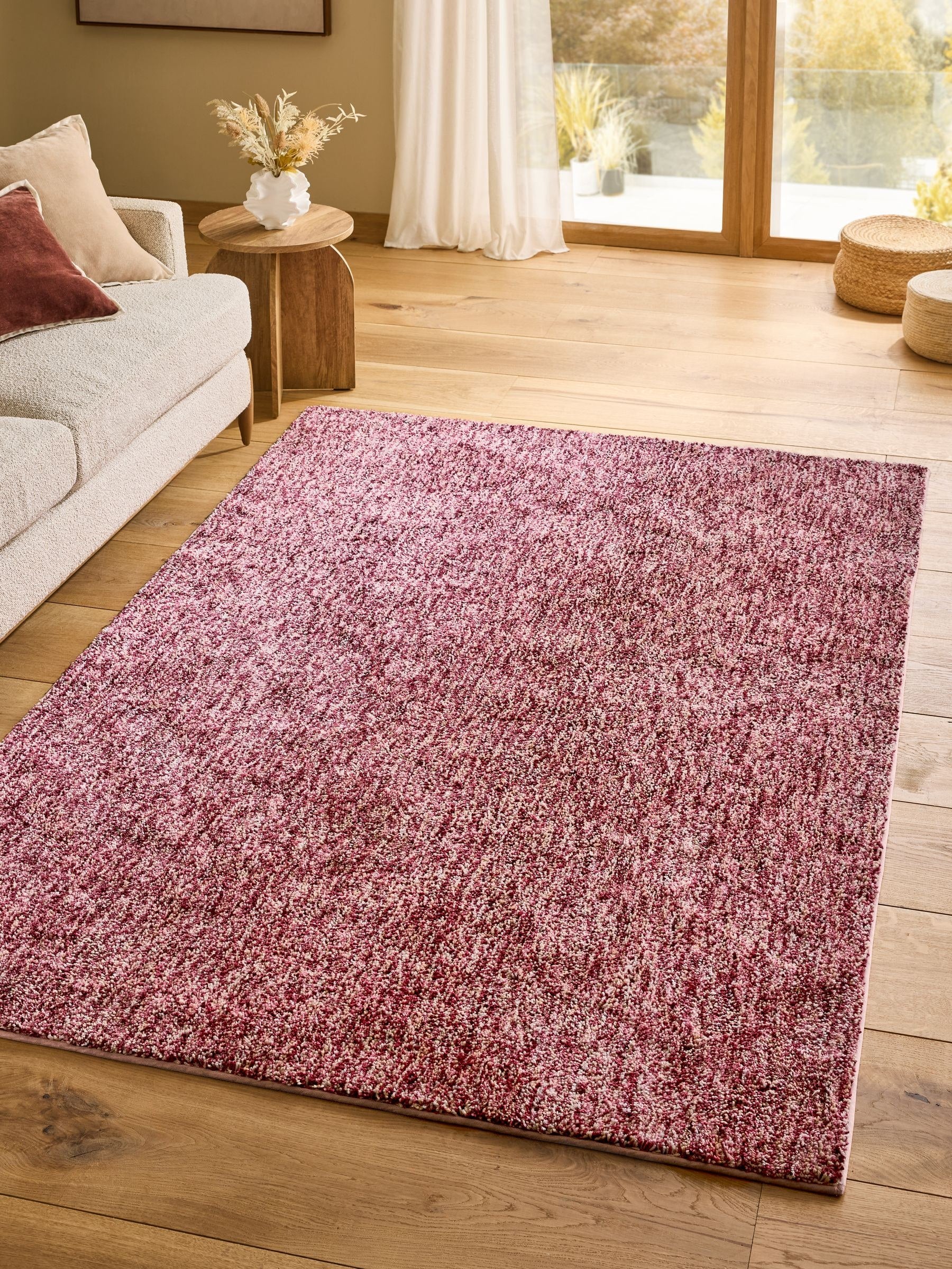 Red Space Dye Cosy Washable Shaggy Rug