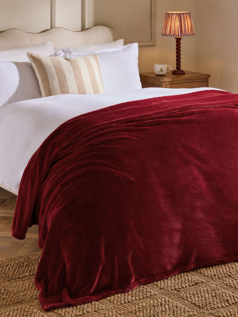 Red Plush Fleece Throw