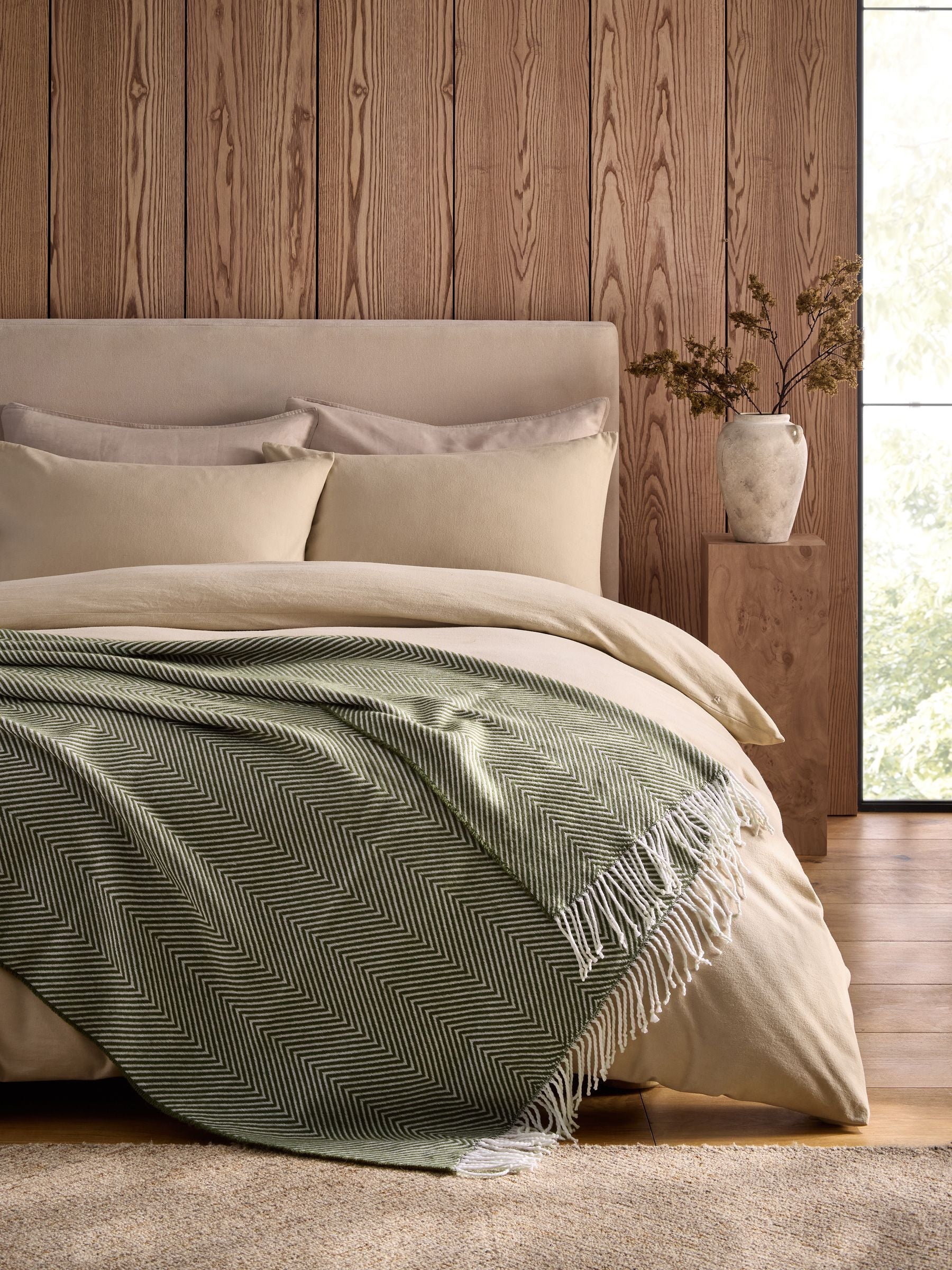 Green Herringbone Cosy Throws