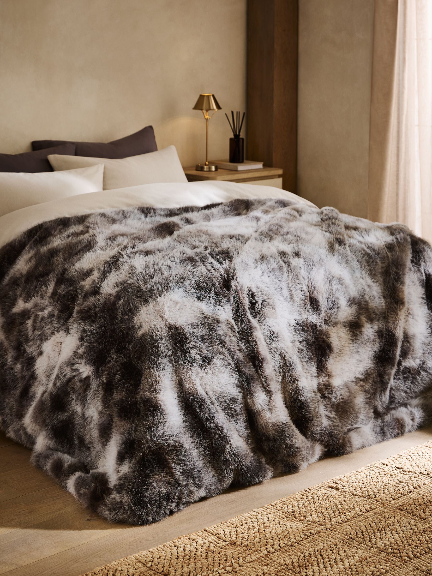Charcoal Grey Loulou Faux Fur Throw