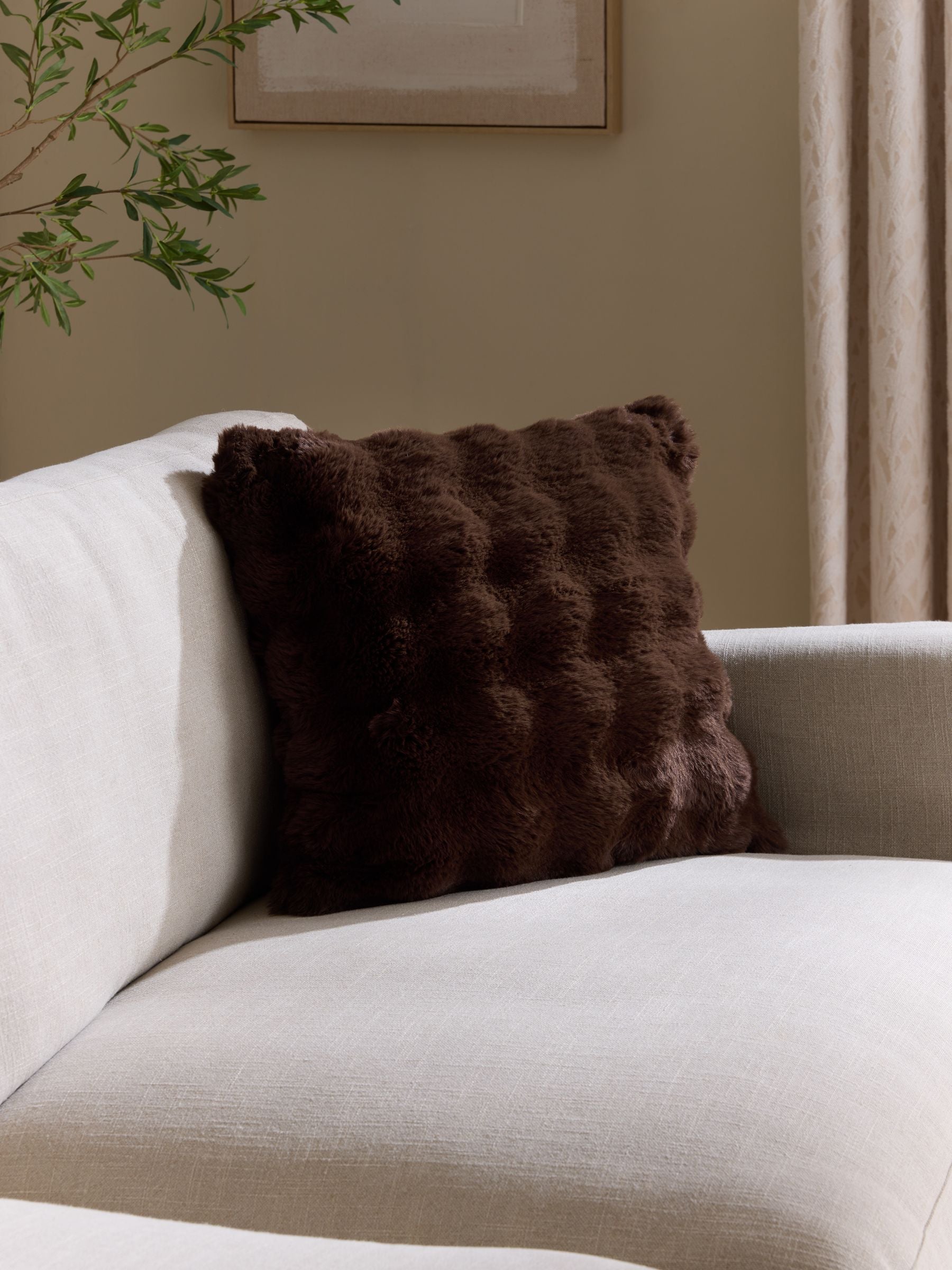 Charcoal Grey Aspen Faux Fur Cushion 59 x 59cm