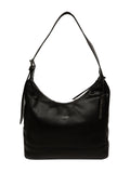 Cultured London black leather shoulder bag with silver fittings - British product